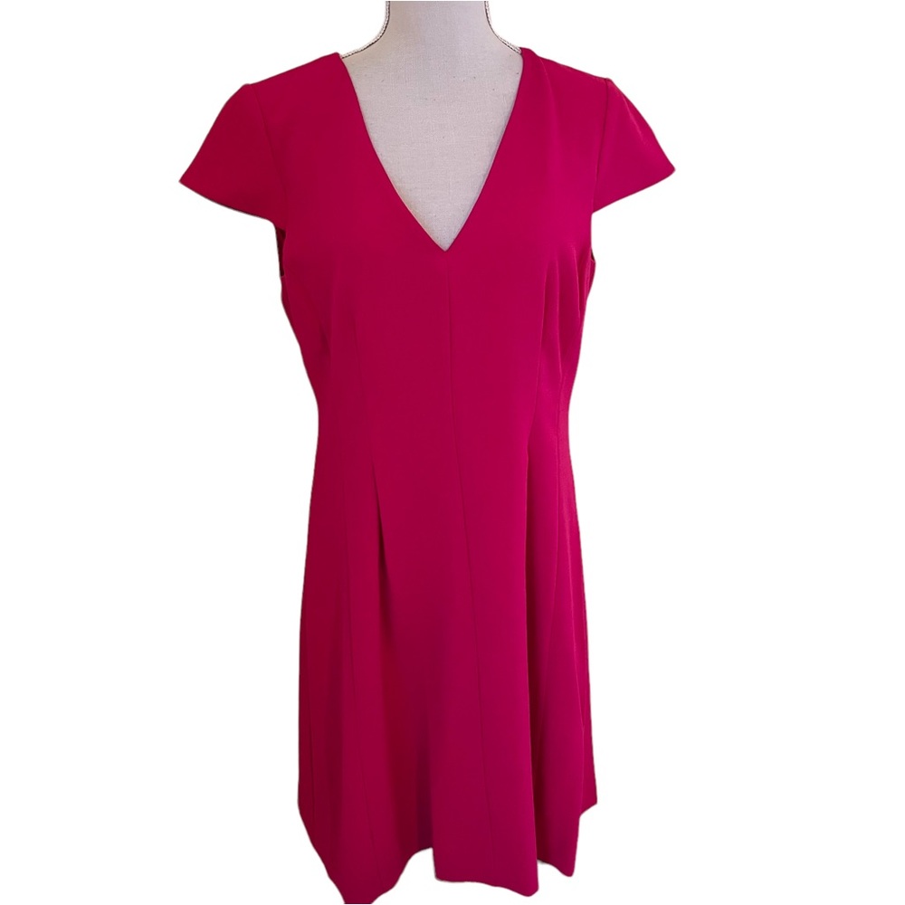 Eliza J. Pink Crepe Cap Sleeve Fit and Flare Dress 12